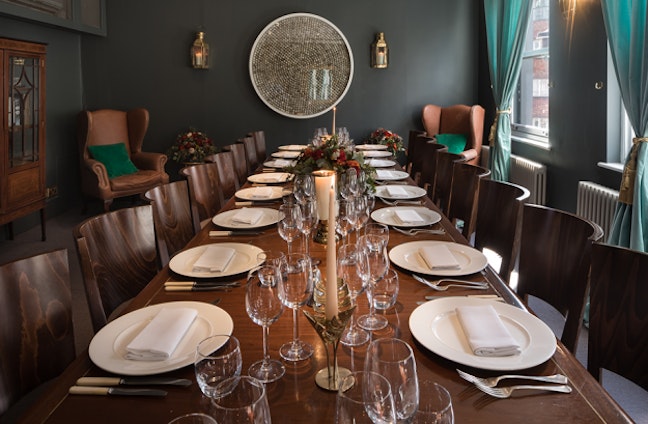 The Mackintosh Room at the Groucho set up for private dining