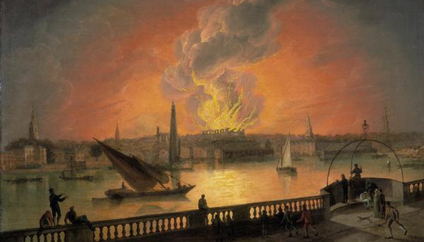 The burning of drury lane theatre