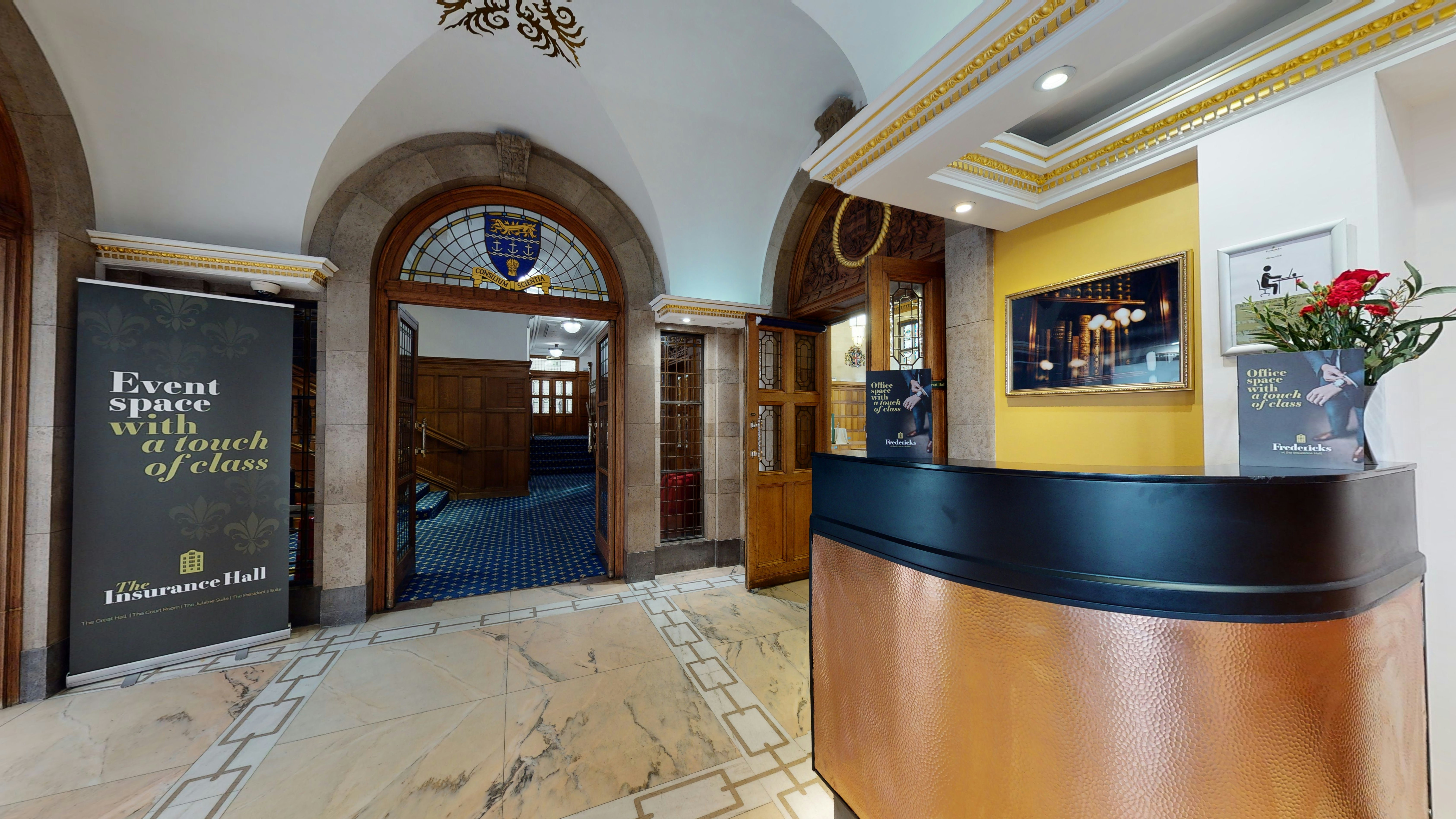 the entrance at The Insurance Hall