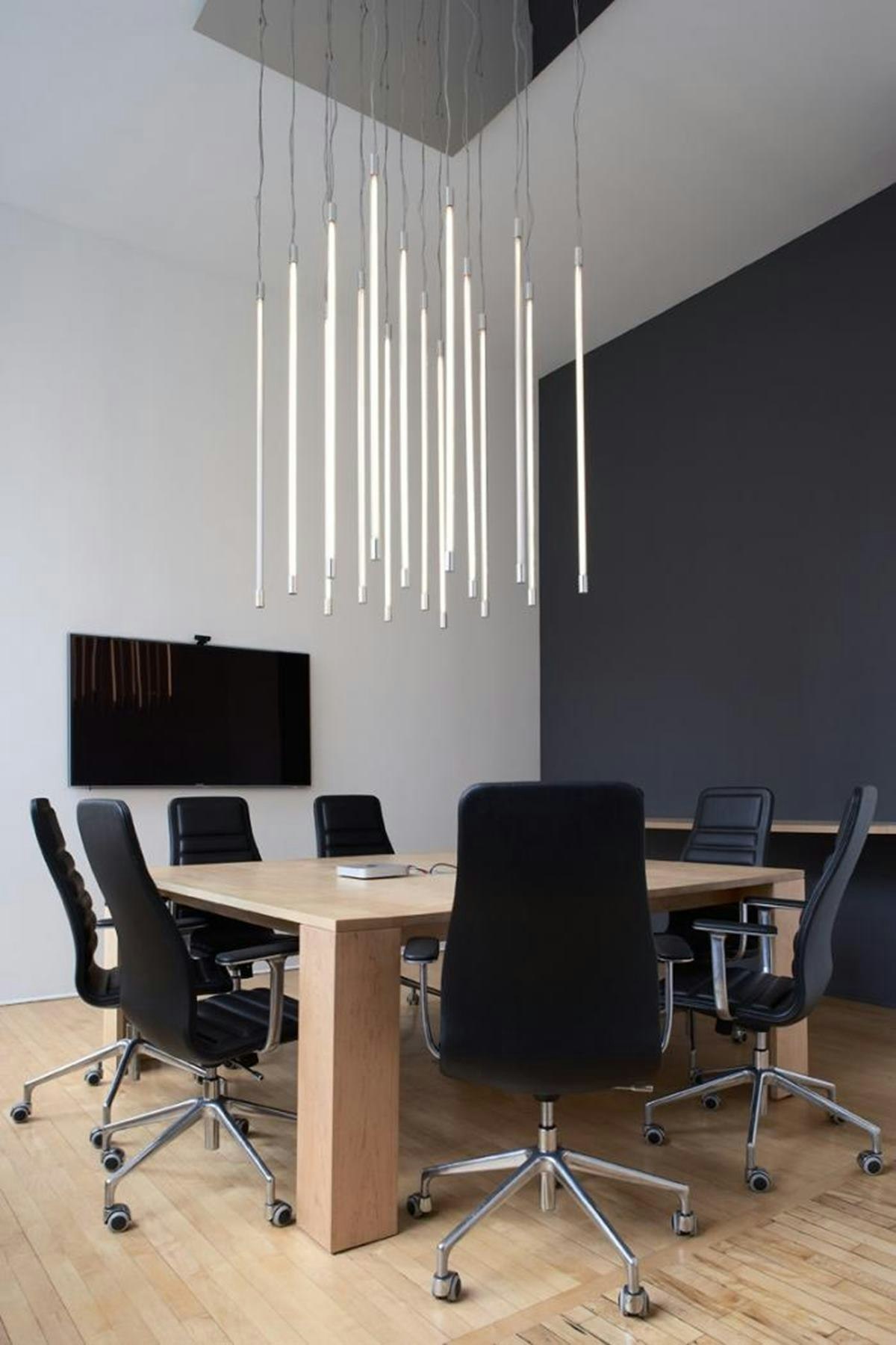 This light-tube lit boardroom